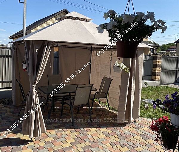 Садовый шатер, беседка, павильональтанка со шторами 3м x 3м