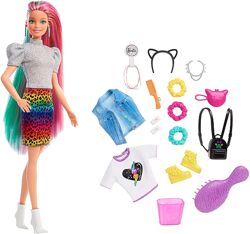 Кукла Барби Радужно-леопардовые волосы.