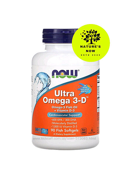 Now foods Ultra omega 3-D / ультра омега 3 600 EPA, 300 DHA - 90 капсул 
