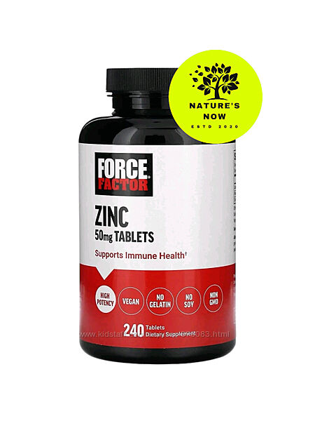 Цинк 50 мг - 240 таблеток / Force Factor, США