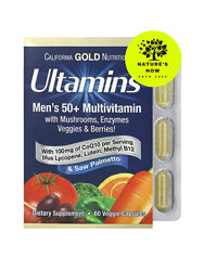 Ultamins, мультивитамины для мужчин старше 50лет, сQ10, грибами / США