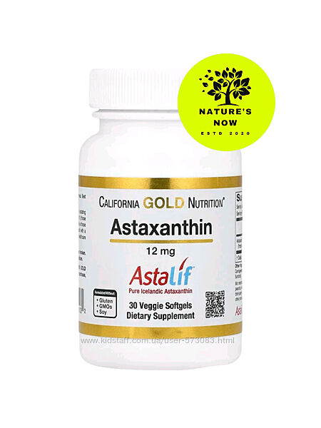 Астаксантин 12 мг - 30 капсул / California Gold Nutrition, США
