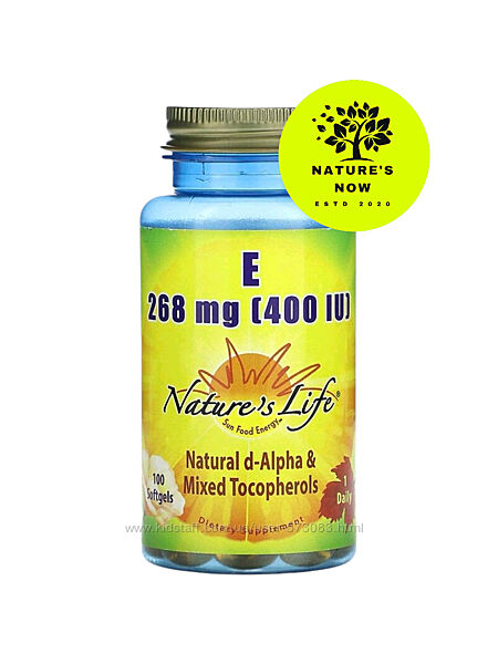 Natures Life натуральный витамин Е 400 МЕ - 100 капсул / США