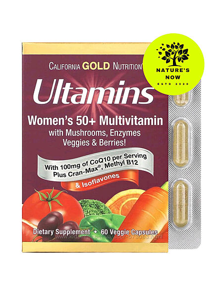 Ultamins мультивитаминов для женщин 50 с грибами, ферментации, q10 / США