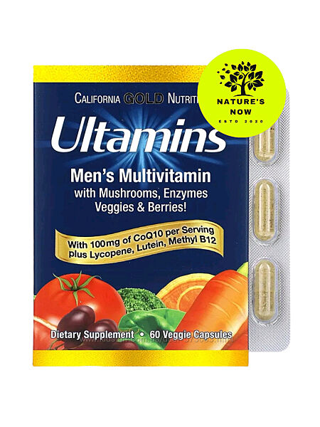 Ultamins мультивитаминов для мужчин, с грибами, ферментами и Q10 / США