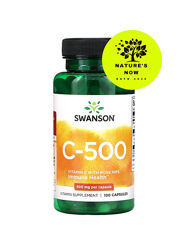 Swanson витамин С 500 мг с шиповником - 100 капсул / США