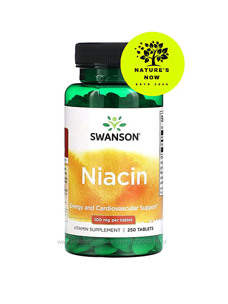 Swanson ниацин 100 мг - 250 таблеток / США, витамин В3