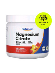 Nutricost магний цитрат в порошке, со вкусом фруктовый пунш - 250 грамм