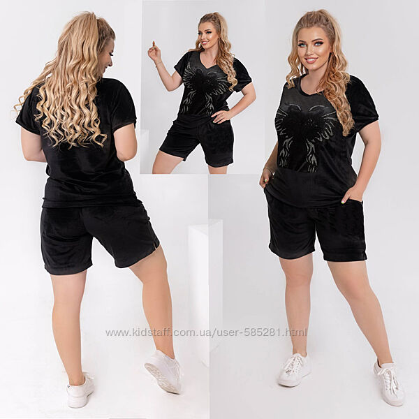 Спортивный велюровый костюм с шортами феникс