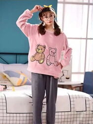 Велюровая пижама с штанами мишки 