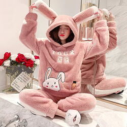 Теплая махровая пижама с капюшоном разные