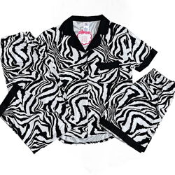 Женская пижама тройка с шортами и штанами зебра Л-ХЛ