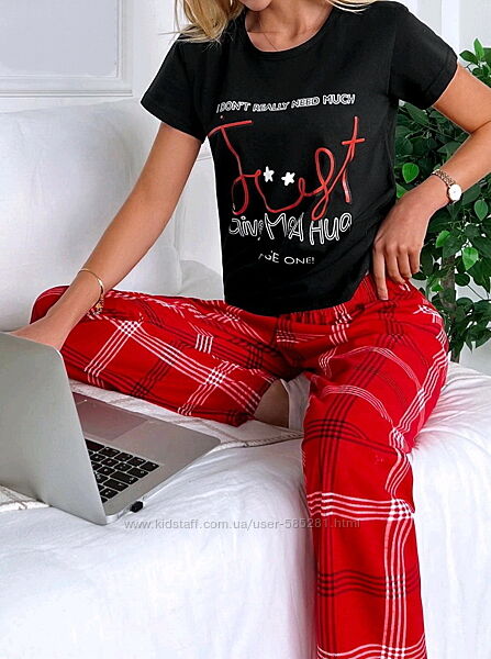 Женская пижама футболка с штанами S-XL