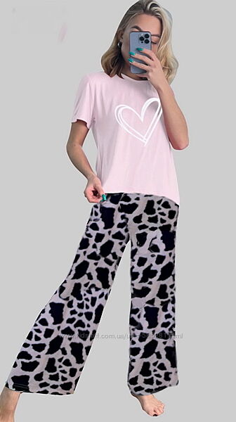 Женская пижама футболка с штанами S-2XL