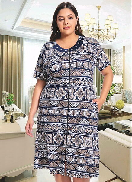 Женский трикотажный халат на молнии 56-64р