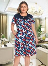 Женский трикотажный халат на молнии 52-60р