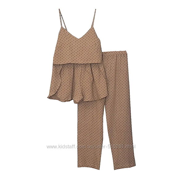 муслиновая пижама тройка топ с шортами и штанами м-хл разные