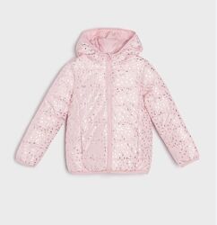 Демісезонна стьобана куртка р.128 eco aware, рожева, курточка з каптуро