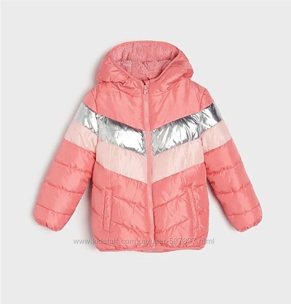 Утеплена стьобана куртка р.122 eco aware, рожева, курточка з каптуром