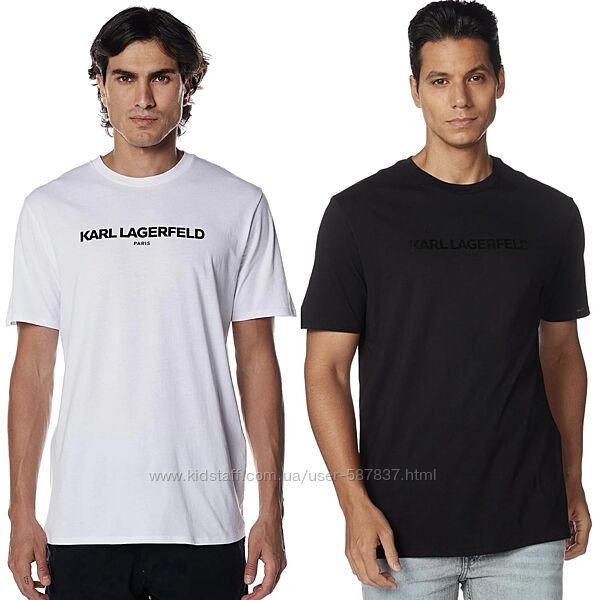 Футболка Karl Lagerfeld р. M-XXl оригінал, з лого, бавовна чорна біла
