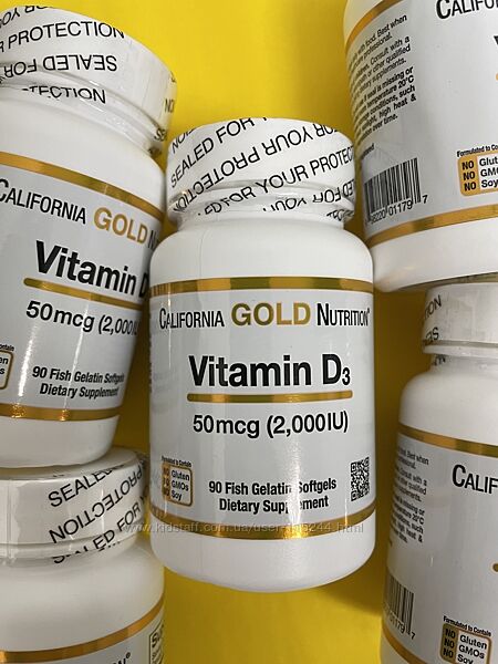California Gold Nutrition, вітамін D3, 50 мг 2000 МО, 90 капсул 