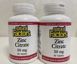 Natural Factors, цитрат цинку, 50 мг,  90 шт