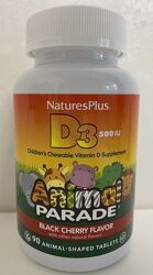 NaturesPlus, Source of Life, Animal Parade, вітамін D3, смак чорної вишні