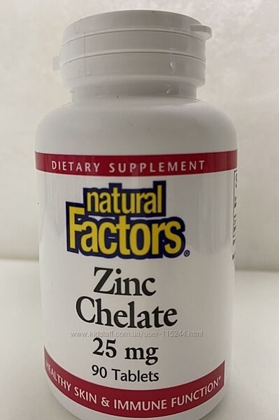 Natural Factors, хелат цинку, 25 мг, 90 таблеток