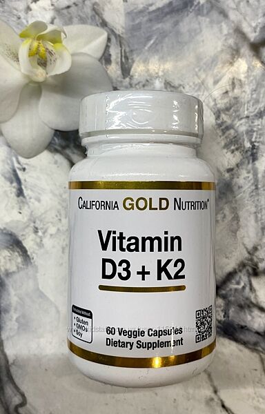 California Gold Nutrition, вітаміни D3 й K2, 60 шт