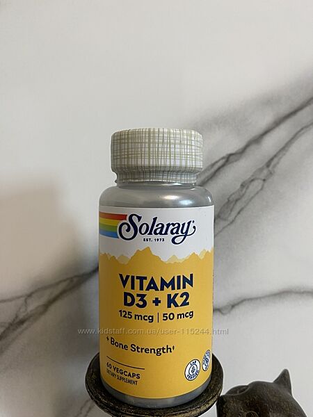 Solaray, вітаміни D3 та K2, без сої, 60 шт