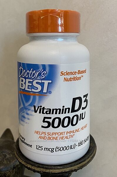 Doctor&acutes Best, вітамінD3, 125мкг 5000МО, 180 шт