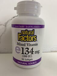 Natural Factors, вітамін E, 200МЕ, 90шт суміш токоферолів і токотриєнолів