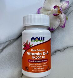 NOW Foods, високоефективний вітамінD3, 10000МО, 120 шт