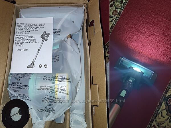 Мощный беспроводной пылесос, поднимает ковры. Долгий заряд, подсветка.