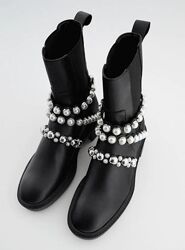 Кожаные ботинки Zara 37 на 38 размер