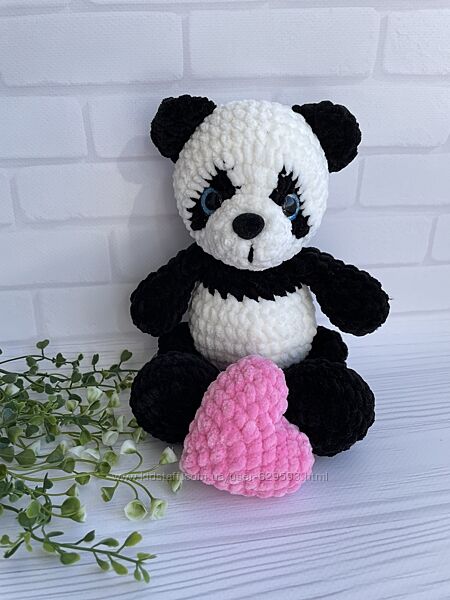 Вязана іграшка ведмедик панда 