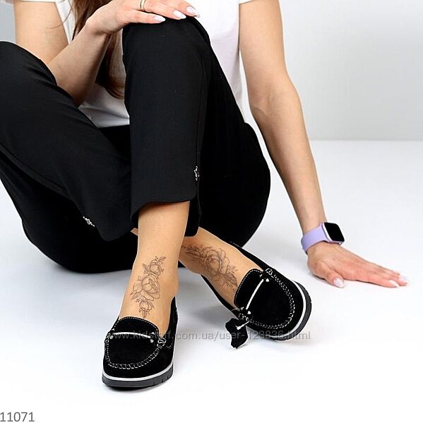 Женские удобные туфли мокасины, натуральная замша