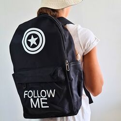 Черный текстильный рюкзак для мальчика Black Follow Me 42x13x25