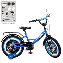 Велосипед дитячий 18 дюймів Original boy, синьо-чорний, дзвінок, додаткові колеса Prof1