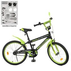 Велосипед дитячий 20 дюймів Inspirer, SKD45, чорно-салатовий мат, ліхтар, дзвінок, дзеркало, підніжк