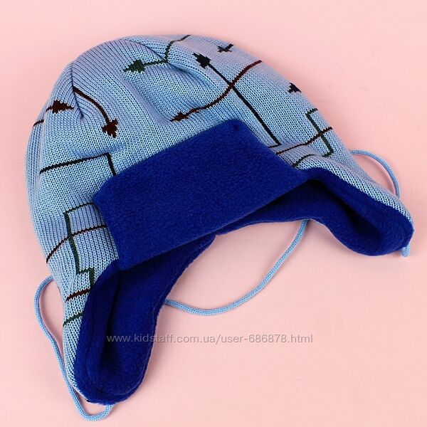 Шапка-шолом ТомС-2 синій для хлопчика тм Babasik розмір 48-50