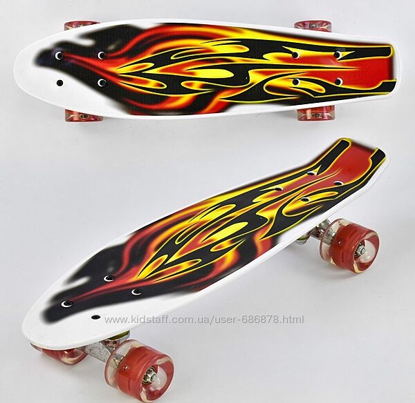 Скейт Best Board, доска55см, колёса PU, светятся, d6см