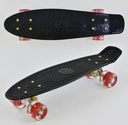Чорний скейт Пенні борд Best Board, світло, дошка  58 см, колеса PU d  6см