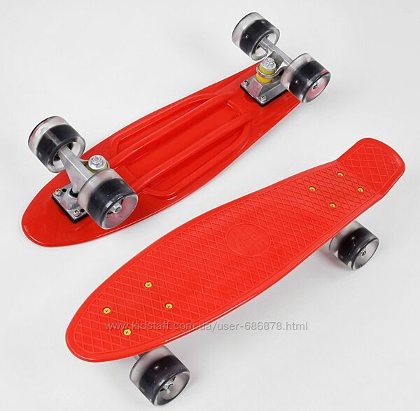 Скейт Пенні борд Best Board червоний, світло, дошка  55 см, коле