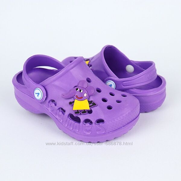 Фіолетові крокси з джібітс для дівчинки тм Віталія