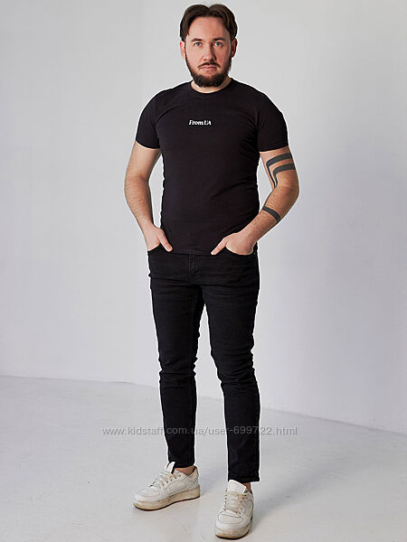 Чоловіча стильна футболка, 46р, L, чорна футболка