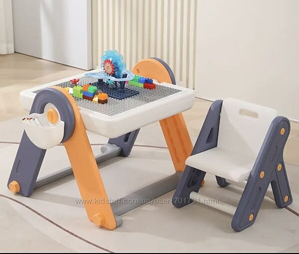Детский пластиковый Игровой Стол-Конструктор 2в1 Мольберт QC-BB01 