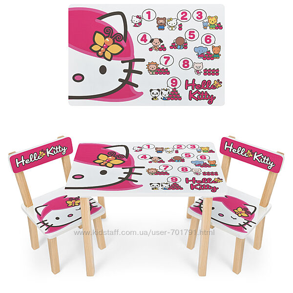 Деревянный столик и два стульчика  HELLO KITTY 501-138 