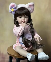 Велика вінілова лялька ручної роботи в вушках Reborn Baby Doll зі справжнім