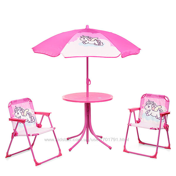 Детский садовый столик со стульчиками и зонтиком Bambi Единорог 93-74-UNI 